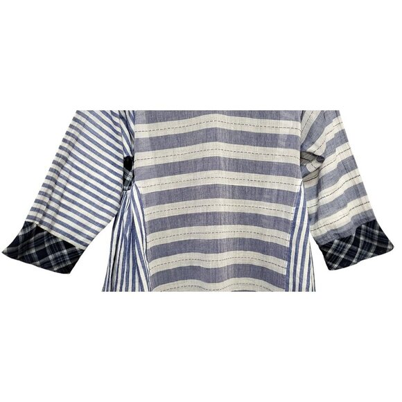 INJIRI Amber Striped Patchwork Midi Dress 100% Cotton - Picture 12 of 17